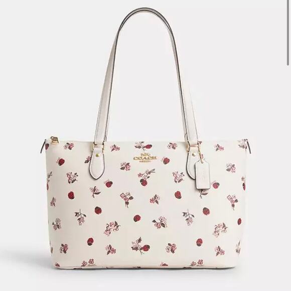 Coach Gallery Tote With Ladybug Floral Print Chalk Multi - Picture 10 of 12